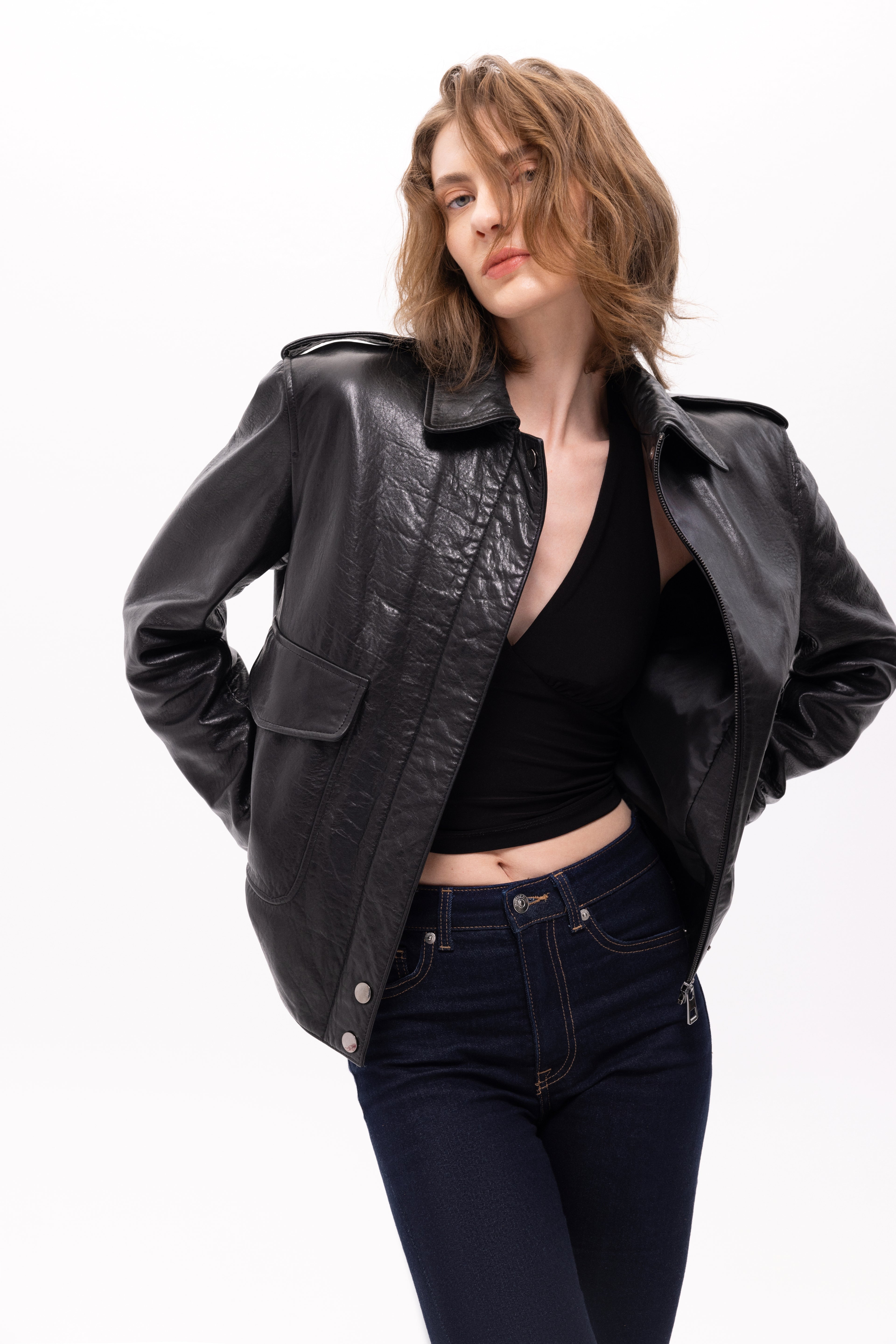 Aerope Deri Bomber Ceket