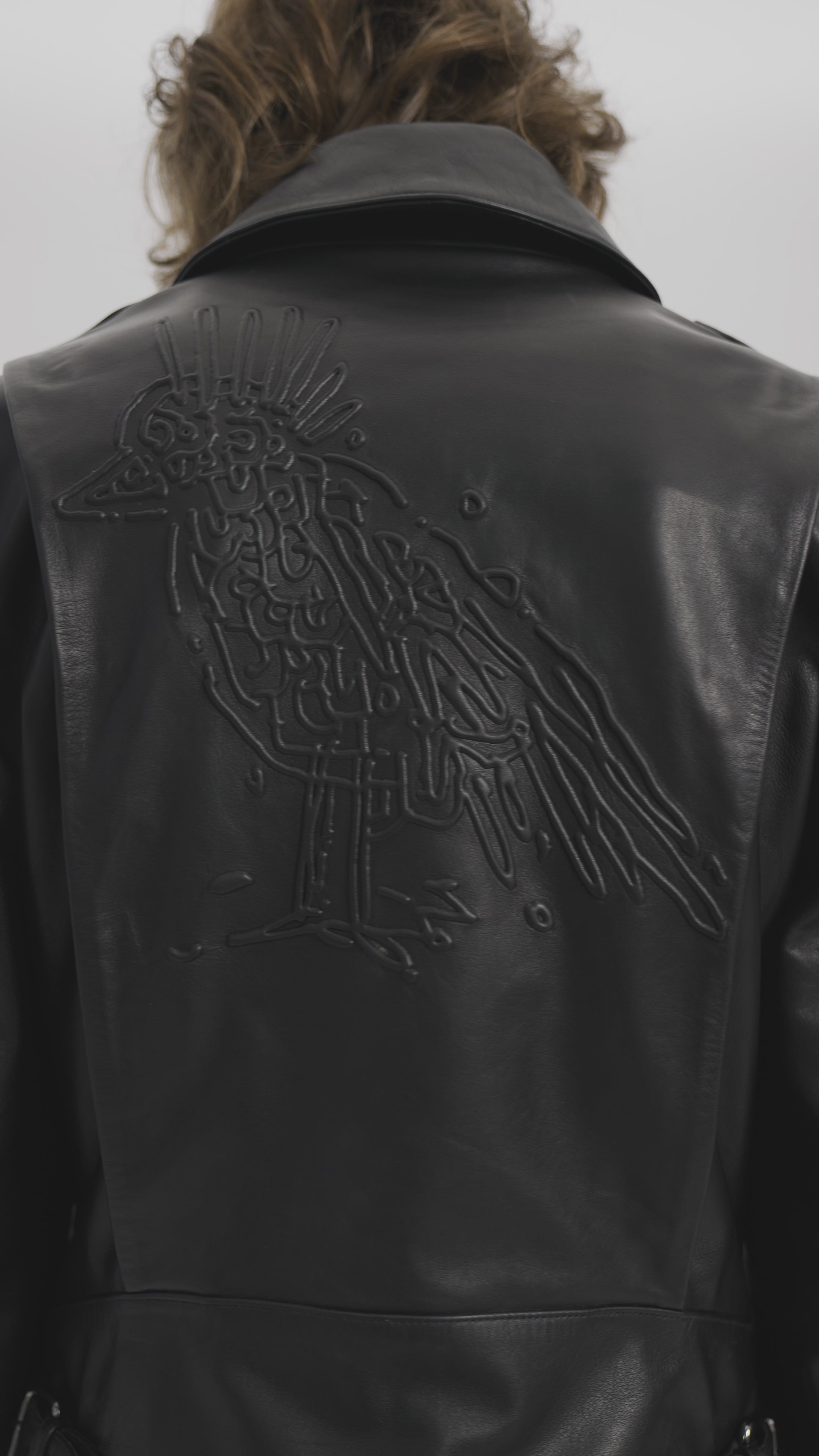 Medea Pica Kabartmalı Deri Biker Ceket