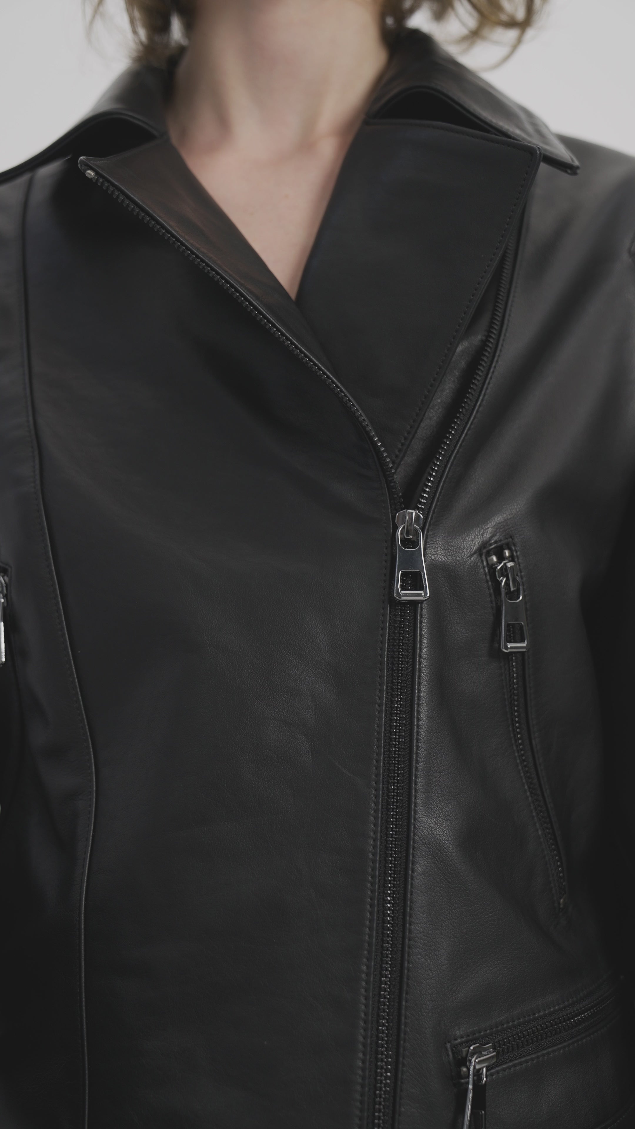 Medea Pica Kabartmalı Deri Biker Ceket