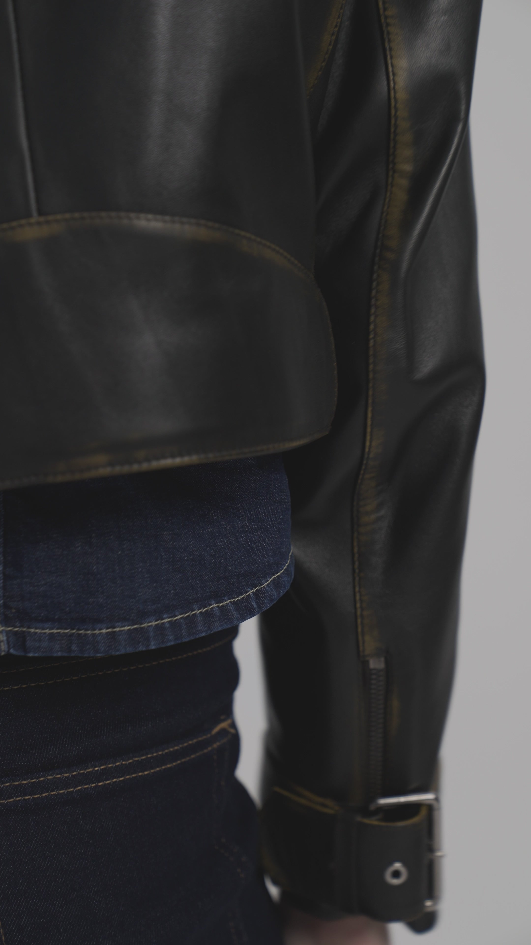 Lita Vintage Look Biker Deri Ceket